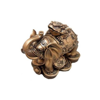 Фън Шуй Слон върху монети с Жаба – Голям